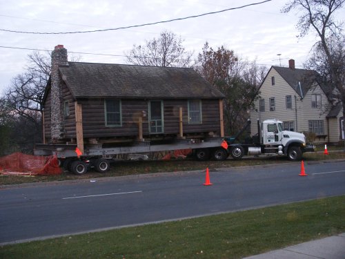 Historic log cabin moved from one park to another in Moorhead, MN